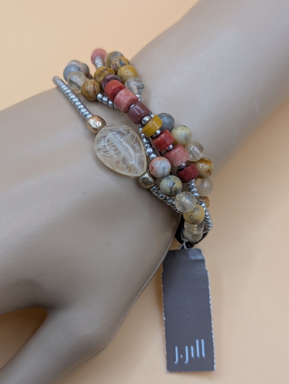 J. Jill Multistrand Stretch Beaded Bracelet in Earth Tones NWT $49